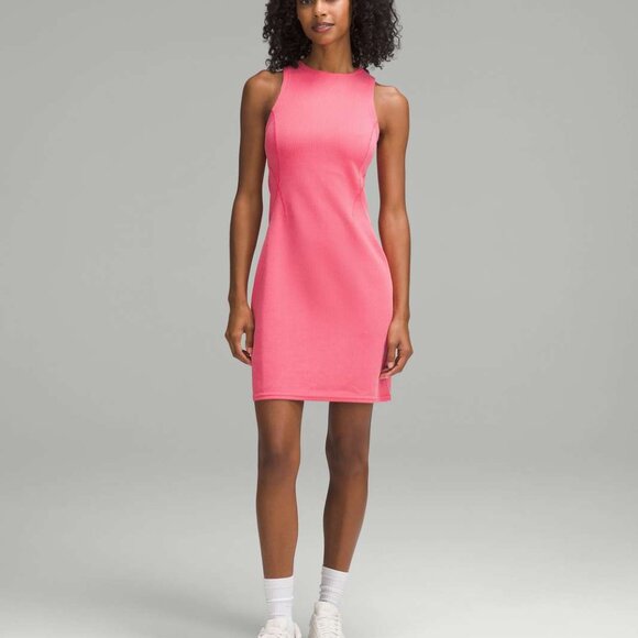 lululemon Ribbed Softstreme Slim-Fit Tank Dress Glaze pink Sz 12 - Picture 1 of 5